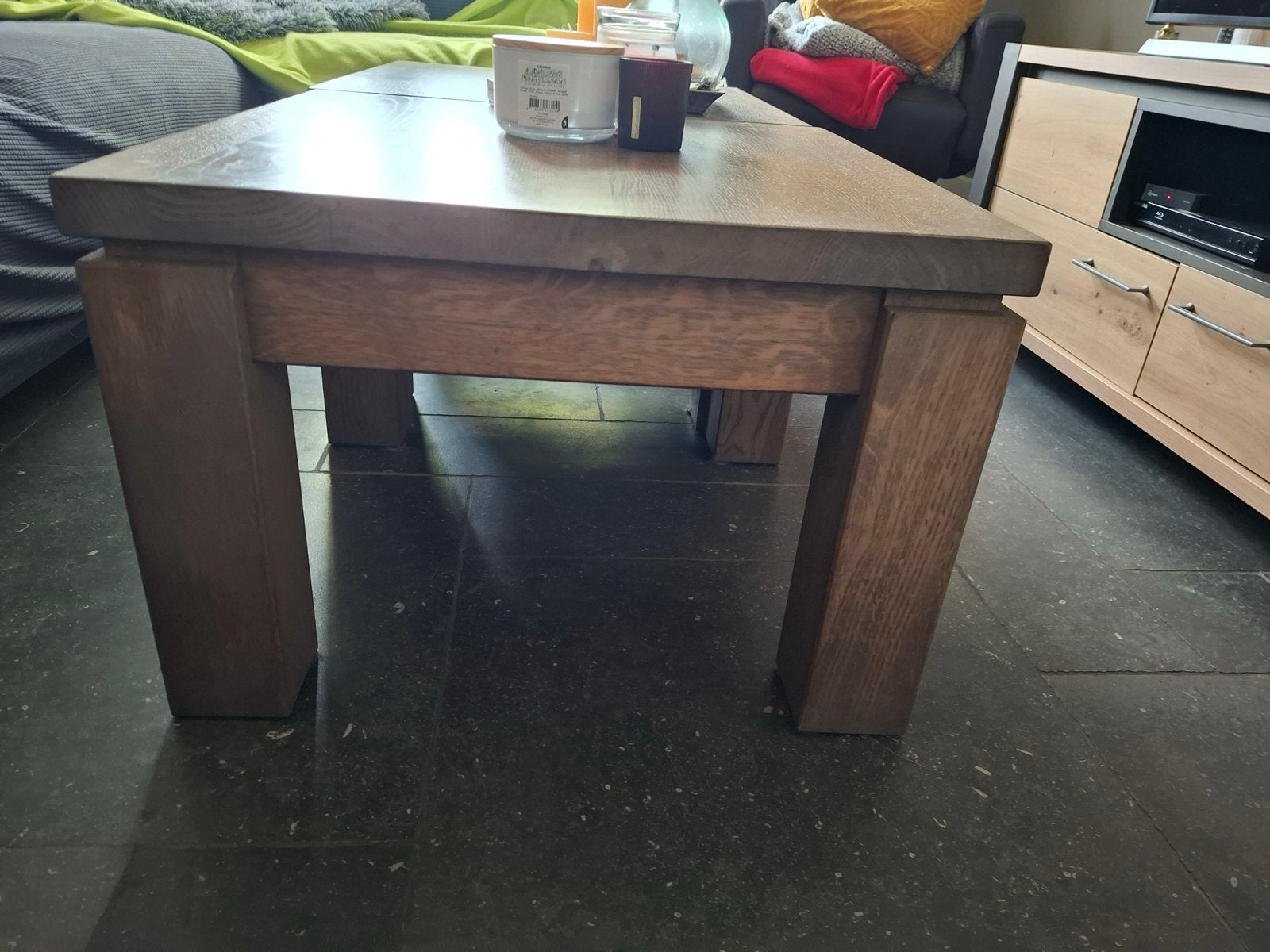 2 Bijzettafels 65x65 cm - Hout, Ophalen, Minder dan 45 cm, Gebruikt, Vierkant