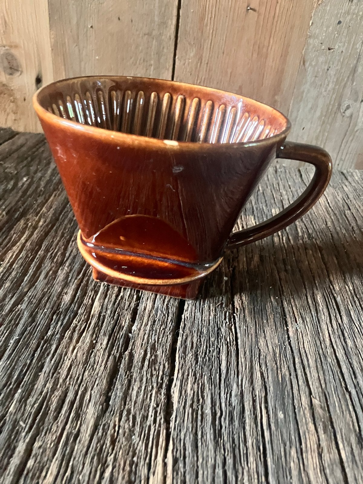 Vintage Melitta (?) koffiefilterhouder, bruin keramiek, Ophalen of Verzenden