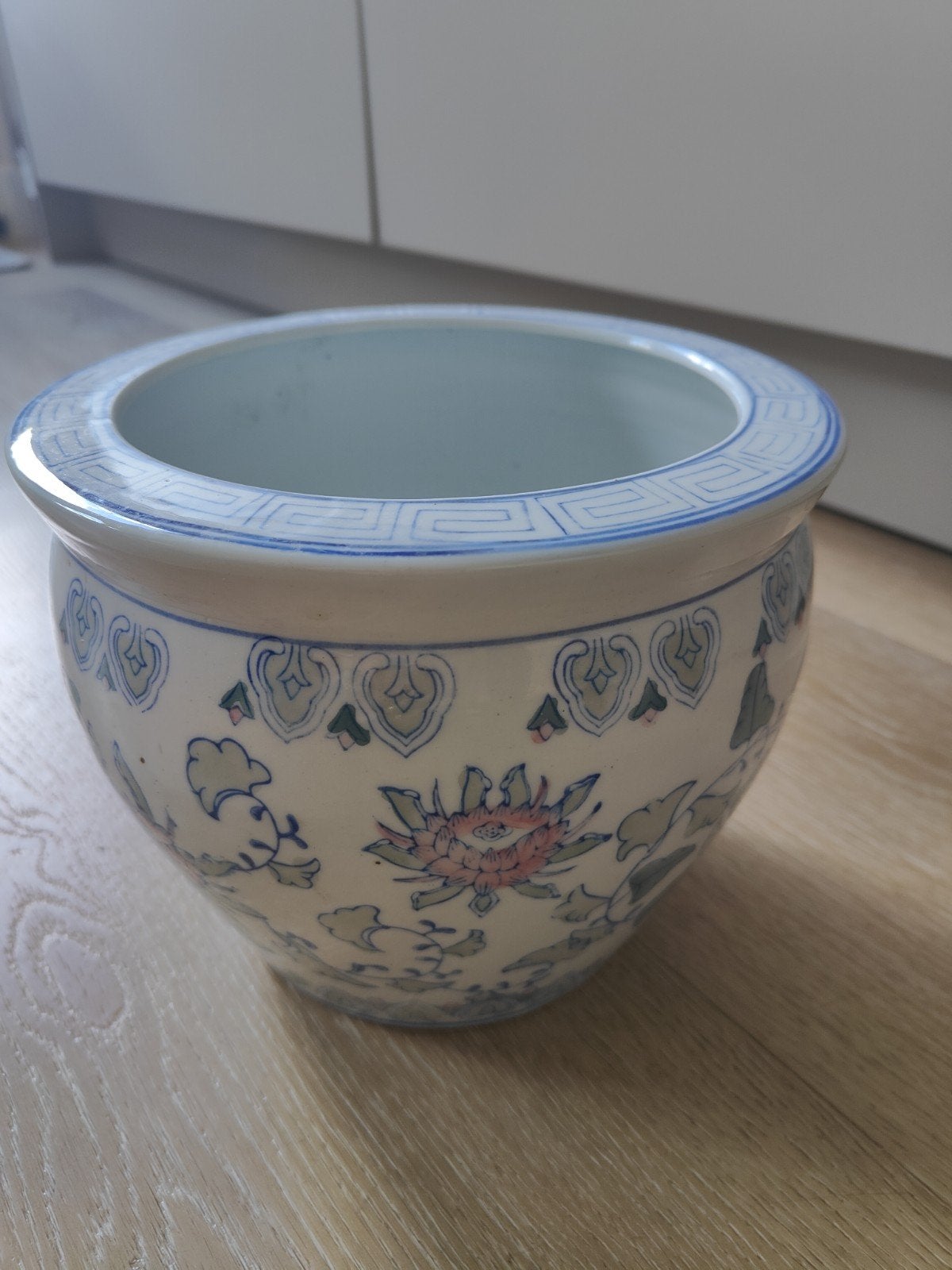 Chinees blauw-witte bloempot vaas in goede staat, Antiek en Kunst, Ophalen of Verzenden