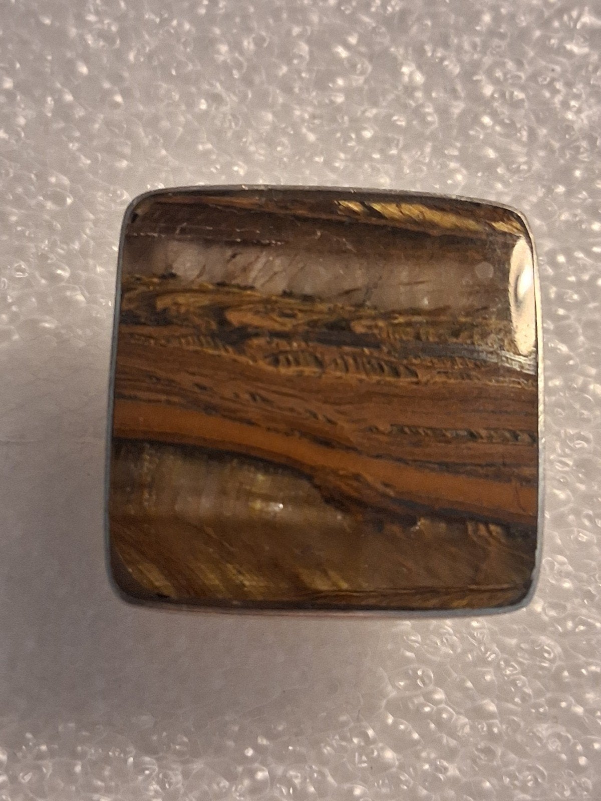 Zilveren ring met Versteend hout steen ‐ringmaat 18, 18 tot 19, Overige kleuren, Verzenden, Nieuw