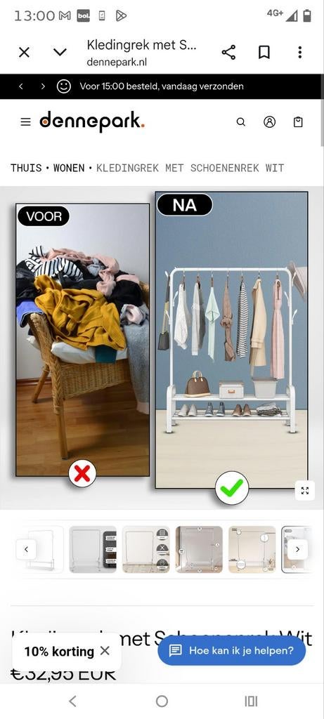 Wit Kledingrek met Schoenrek - Duurzaam en Stabiel, Kleding | Dames, Kledingrekken, Ophalen of Verzenden, Nieuw