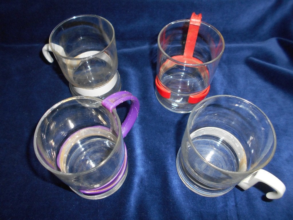 4 Theeglazen, jaren 70, slechts 0,75., Glas of Glazen, Gebruikt, Ophalen of Verzenden, Glas