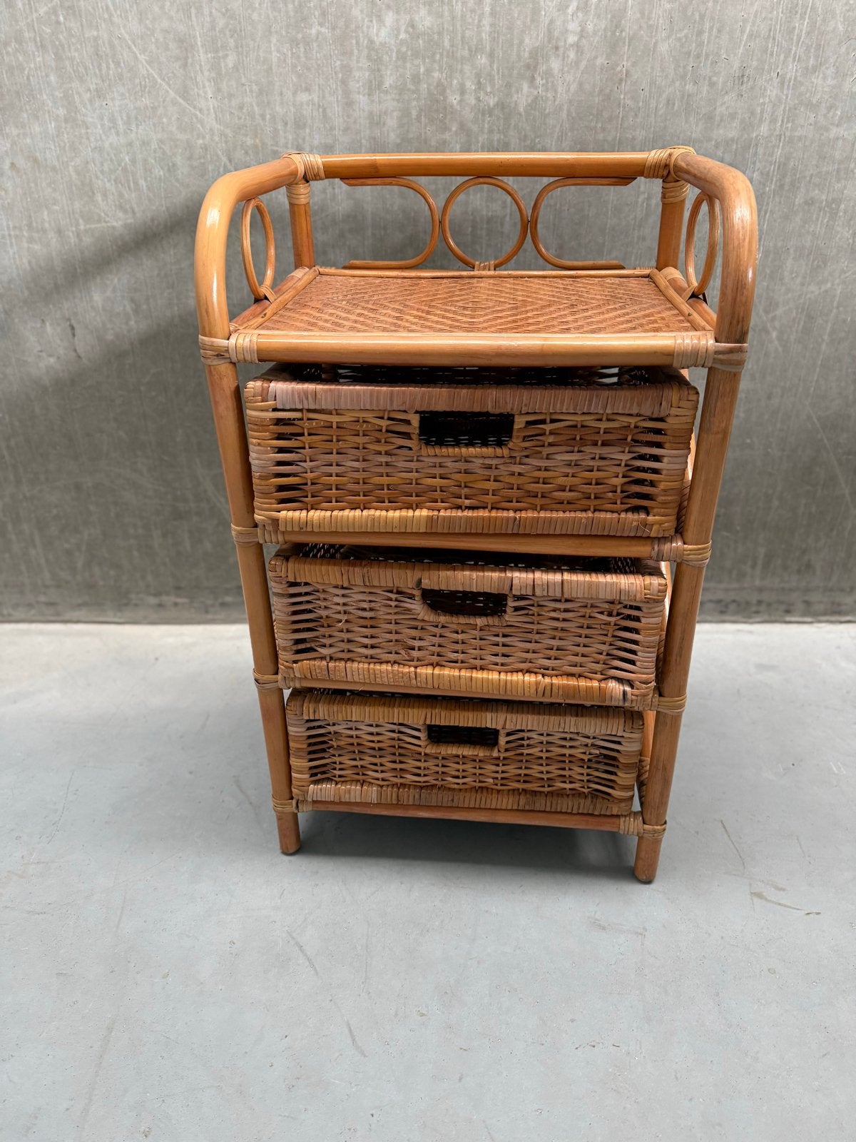 Vintage Rotan Ladekastje Jaren 70 Boho / Bamboe, Huis en Inrichting, Overige materialen, Minder dan 50 cm, Gebruikt, Ophalen of Verzenden