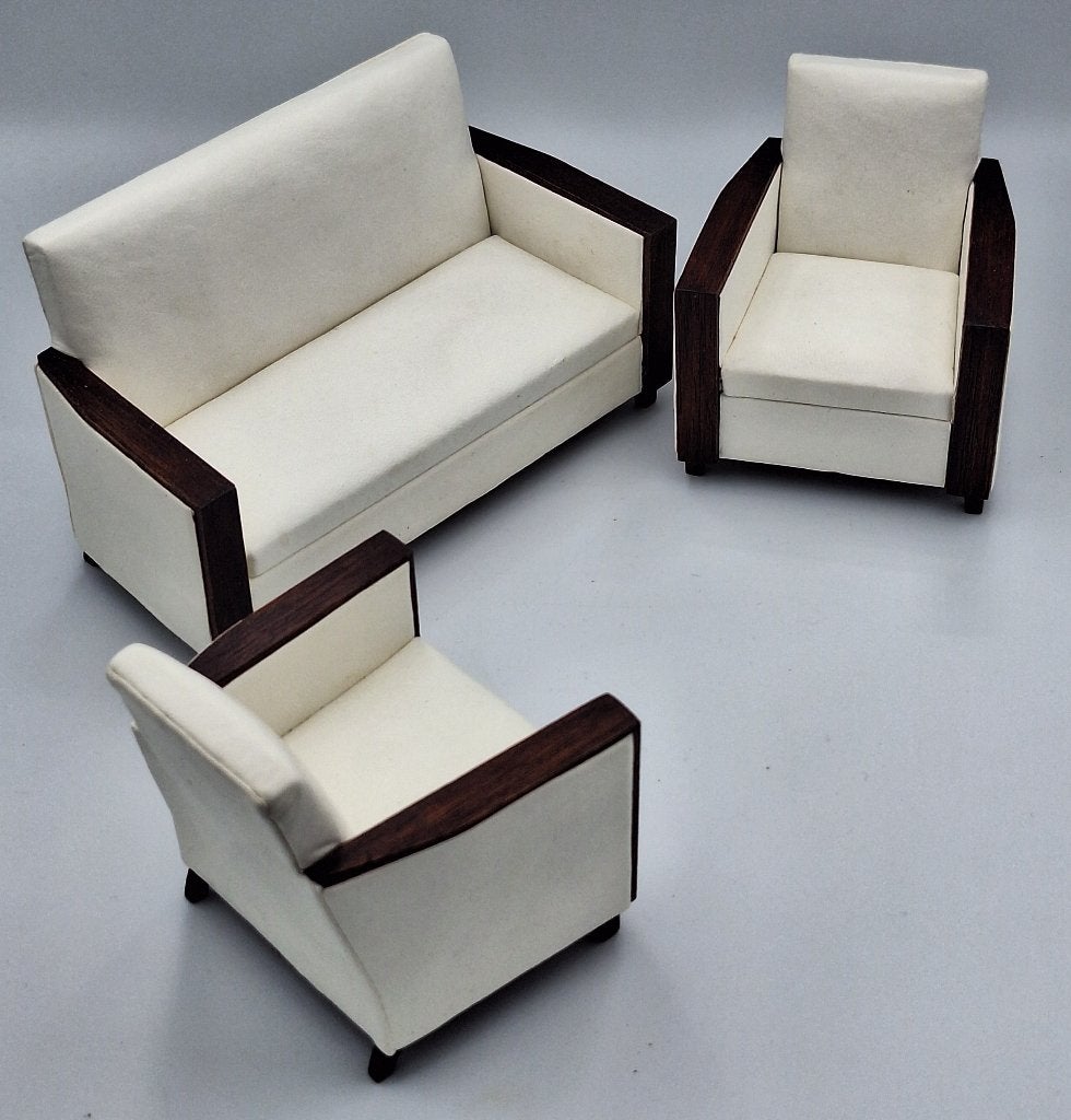 Bank en 2 stoelen Arletta's miniatures voor het poppenhuis, Ophalen of Verzenden, Zo goed als nieuw, Poppenhuis