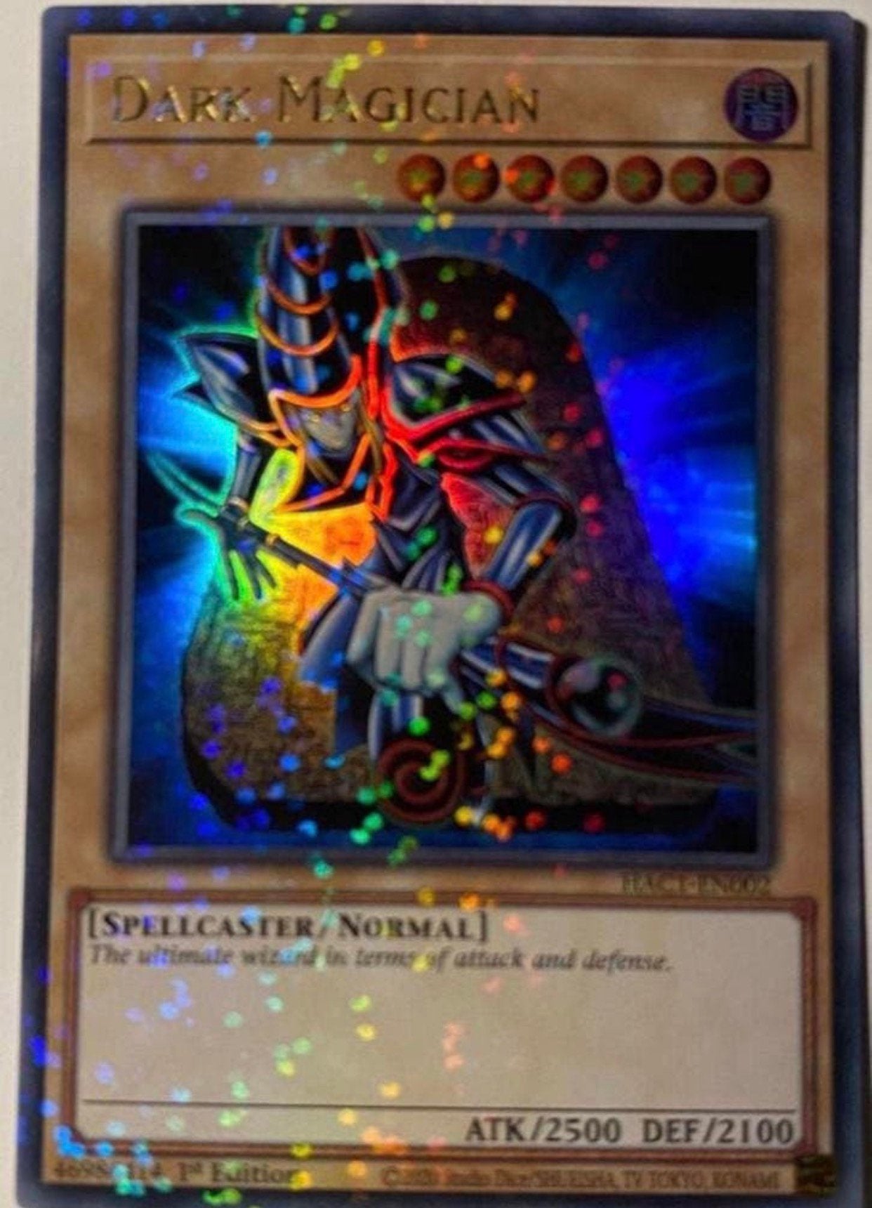 Yu-Gi-Oh! Dark Magician HAC1 1st Edition !, Ophalen of Verzenden, Zo goed als nieuw, Losse kaart, Foil