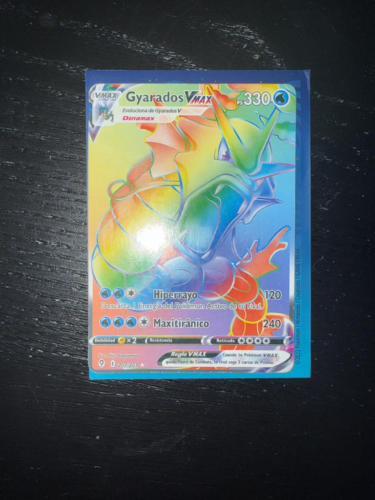 Gyarados VMAX Rainbow Rare Pokémon Kaart, Ophalen, Zo goed als nieuw, Losse kaart, Foil