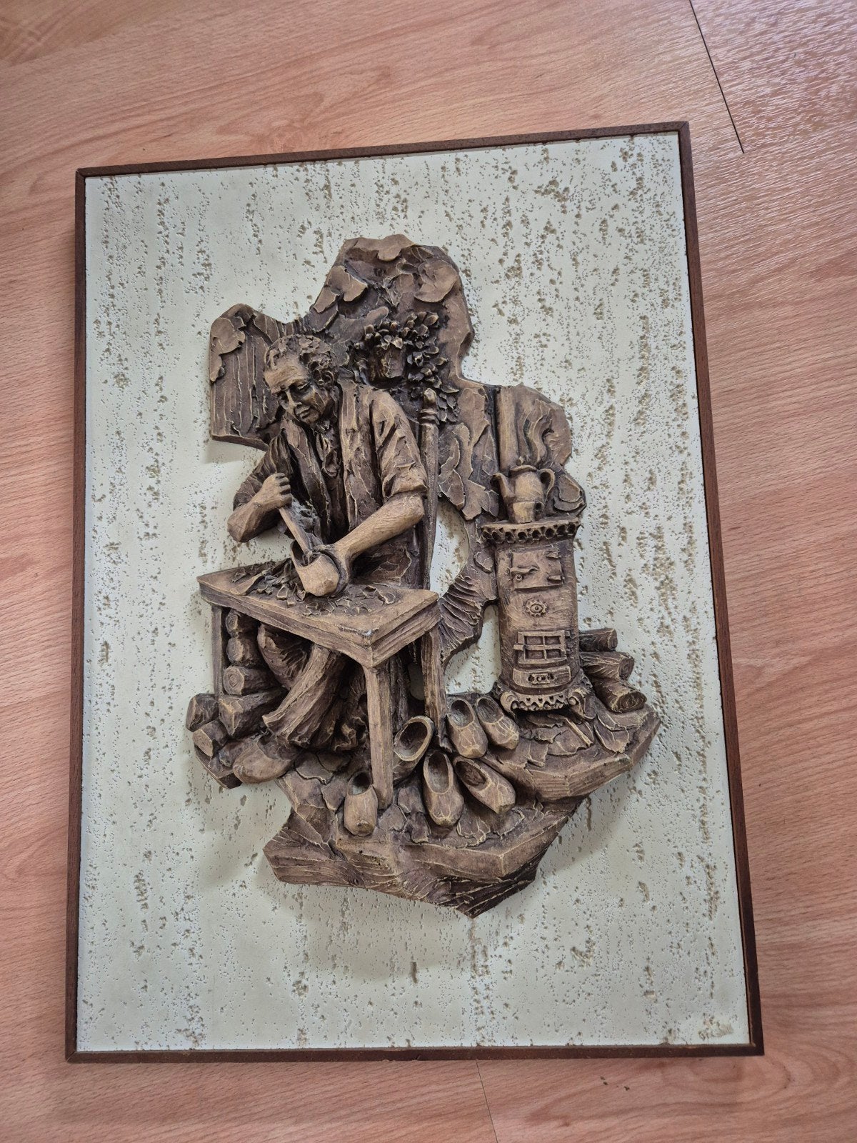 Wanddecoratie Klompenmaker Reliëf - Vintage, Ophalen, 50 - 100 cm, Handgemaakt, Wanddecoratie