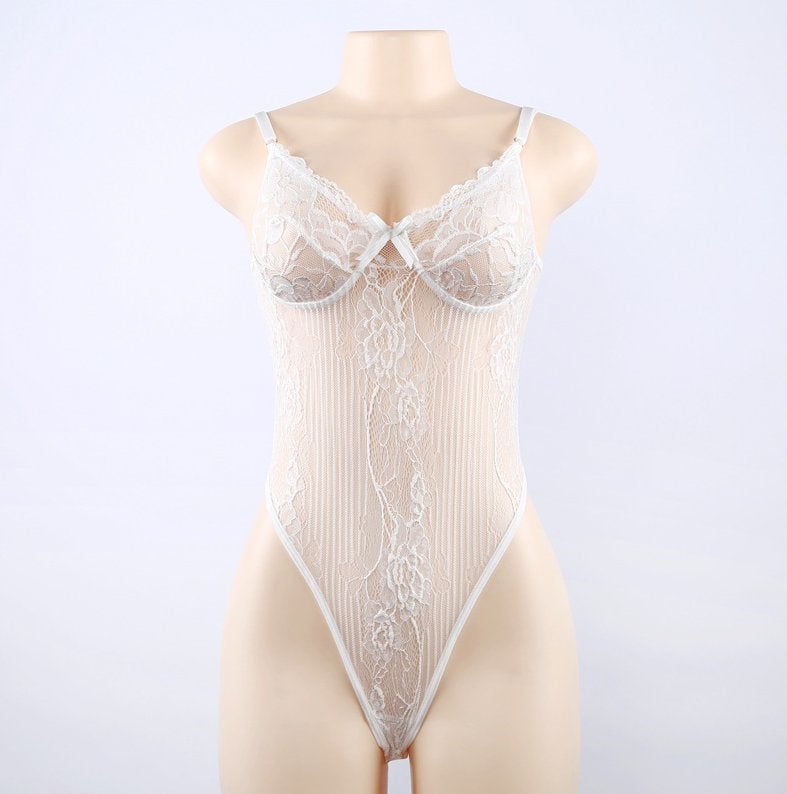 Witte kanten bodysuit dames romper, Verzenden, Wit, Body of Korset