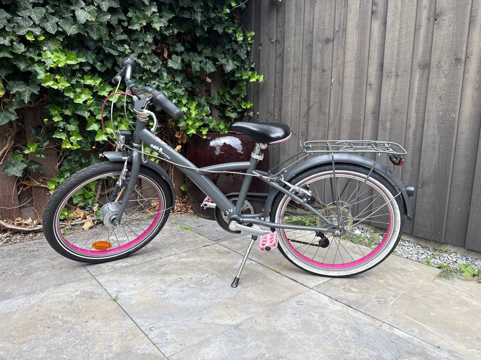 BTWIN kinderfiets 20 inch - Grijs/Roze