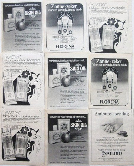 85+ vintage reclames huidverzorging 1975-76 lichaam Endocil, Ophalen of Verzenden, Gebruikt, Overige typen