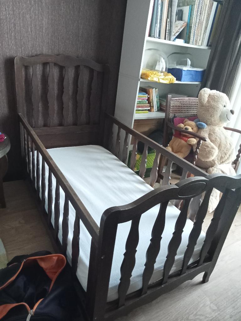 Antieke franse peuter bed, Ophalen, Gebruikt, 70 tot 85 cm, 140 tot 160 cm