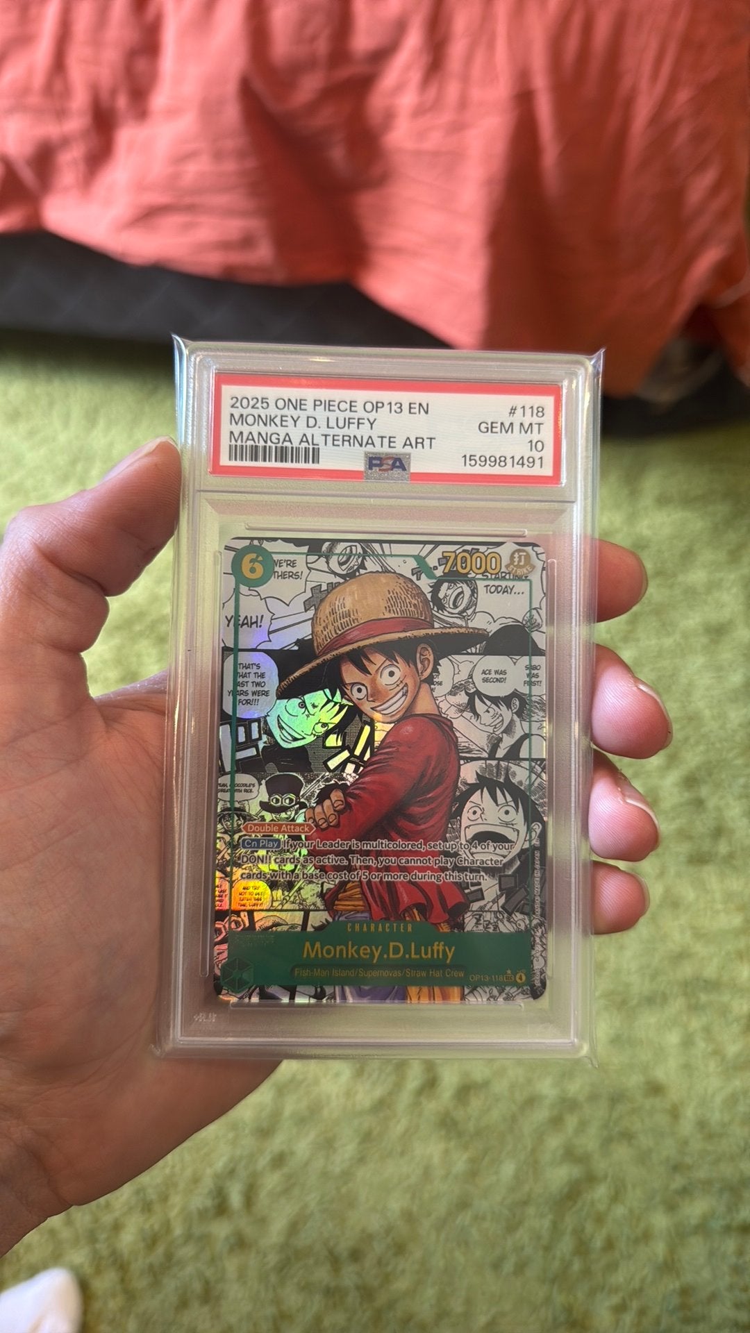 Monkey D. Luffy Manga OP13-118 PSA 10, Ophalen of Verzenden, Zo goed als nieuw