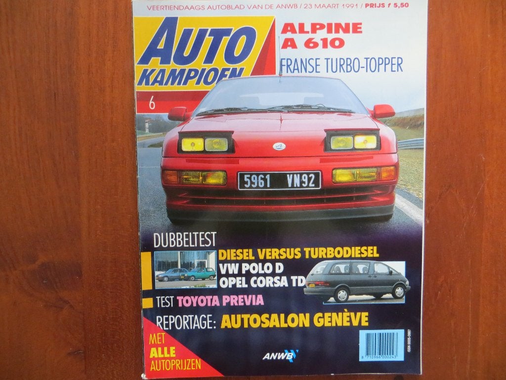 Autokampioen 6 1991 Alpine A 610, Previa, Golf VR6, Voyager, Ophalen of Verzenden, Nieuw, Volkswagen