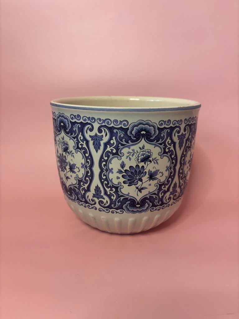 Vintage Delfts blauwe bloempot Frankton Tegelen, Verzenden