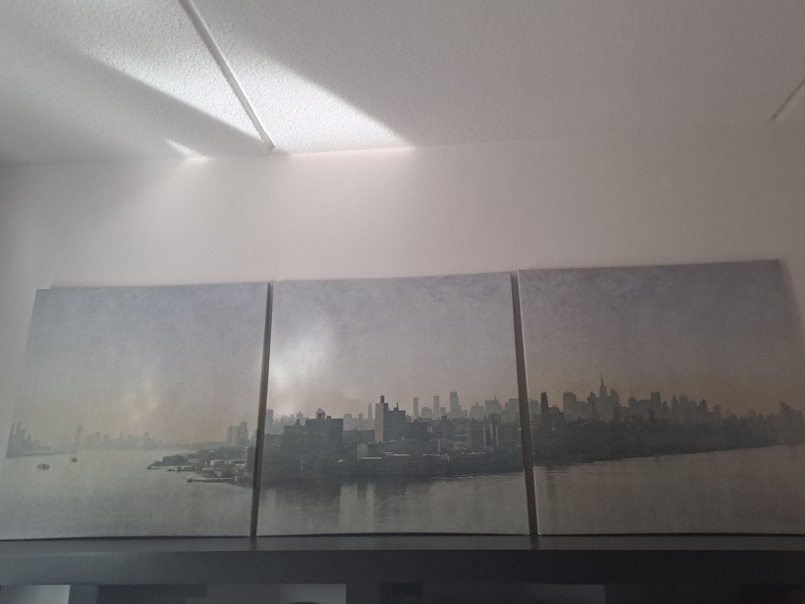 Set van 3 canvas schilderijen - New York skyline, 50 – 75, Ophalen of Verzenden, Zo goed als nieuw, Schilderij