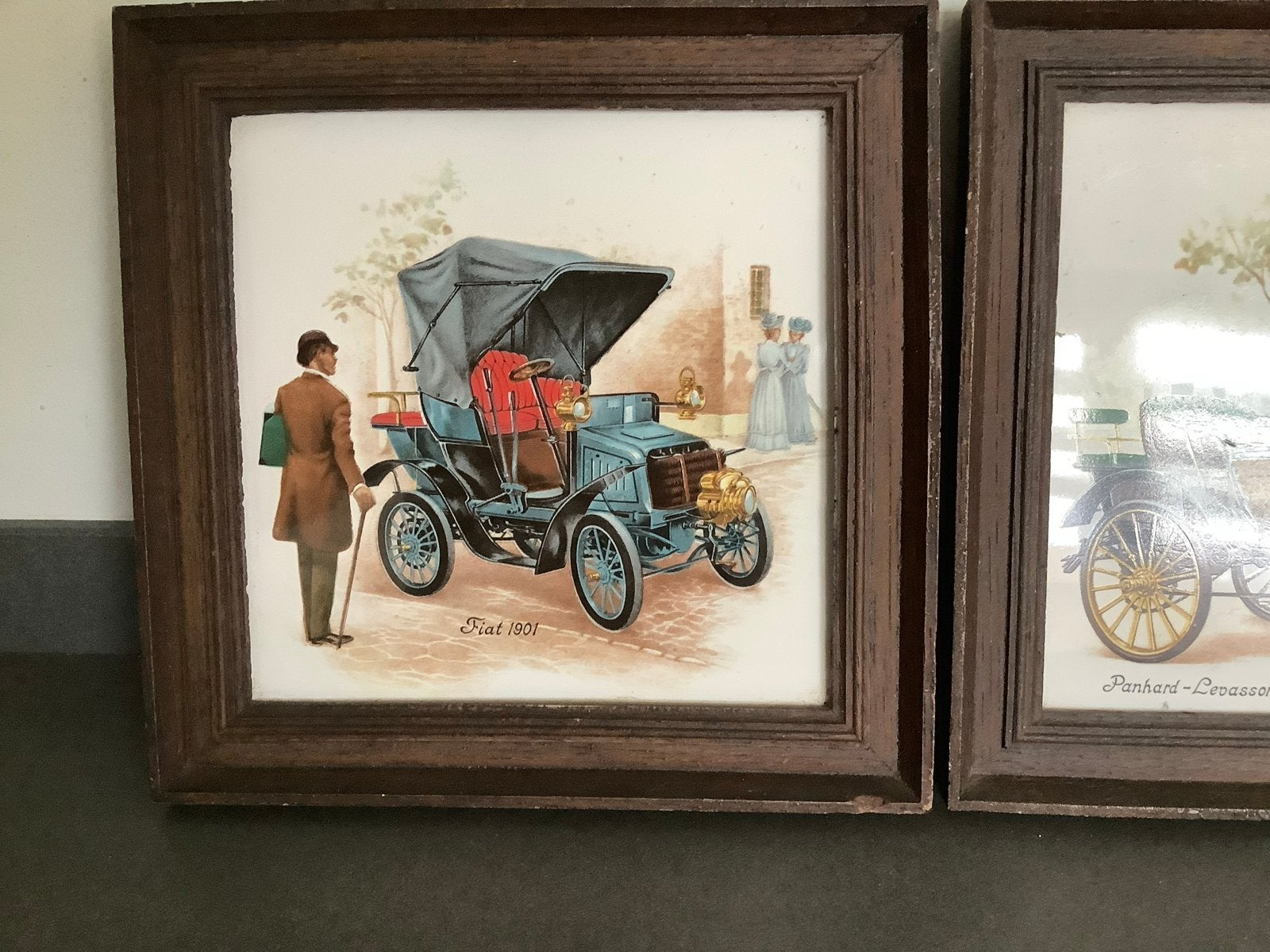 Vintage keramische Myott tegel Fiat 1901 oldtimer, Ophalen of Verzenden