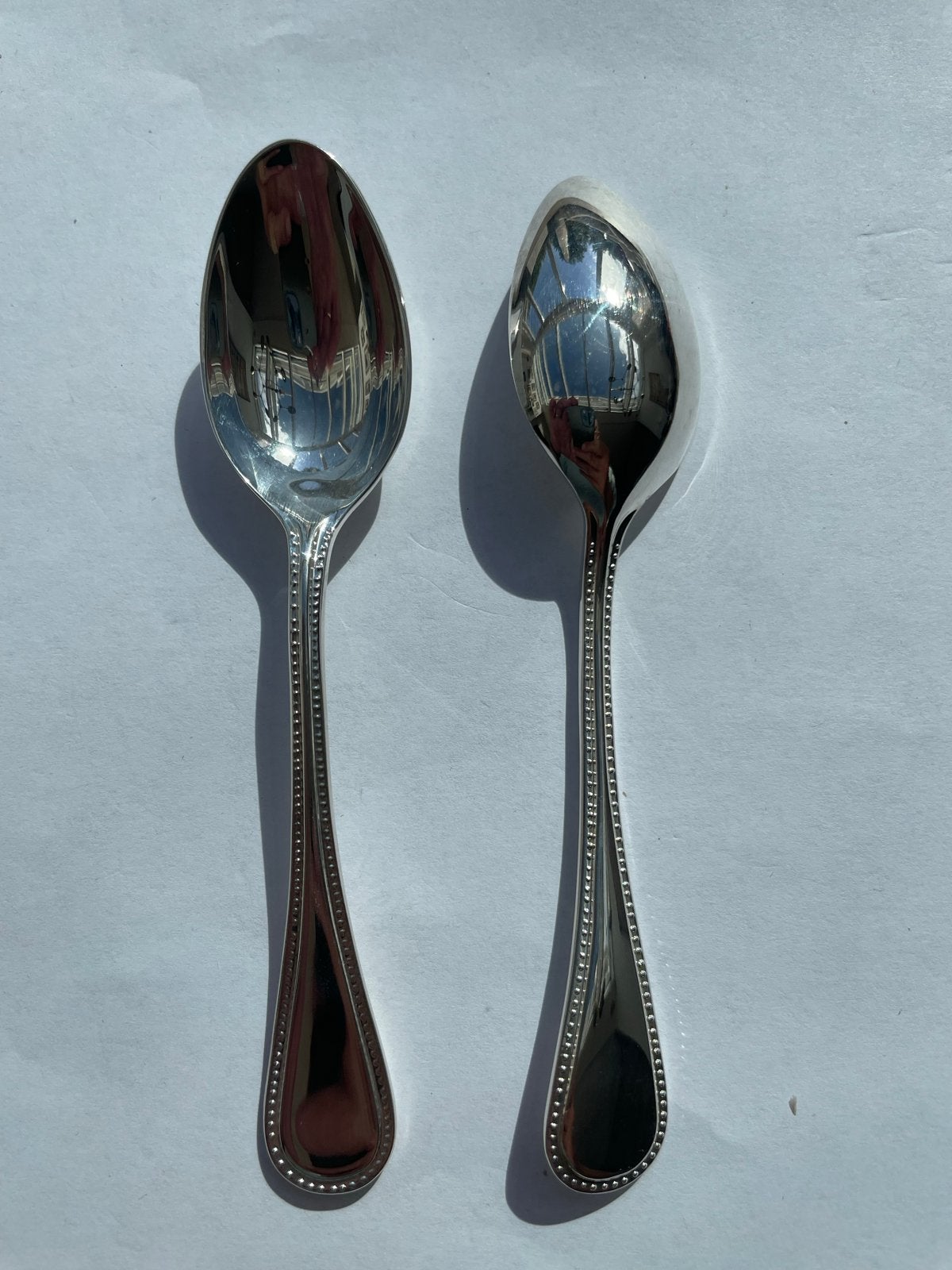 Set van 6 zwaar verzilverde koffielepels – Parelrand, Antiek en Kunst, Ophalen of Verzenden