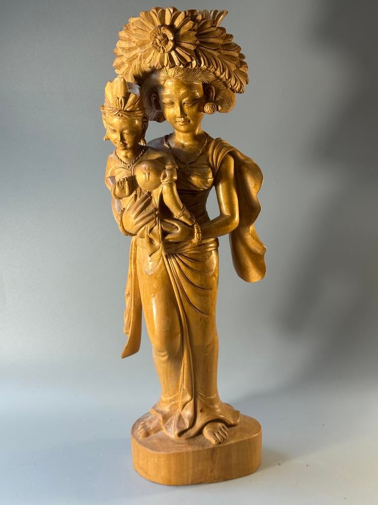 Balinees houtsnijwerk Heilige Maria met Kind., Ophalen of Verzenden