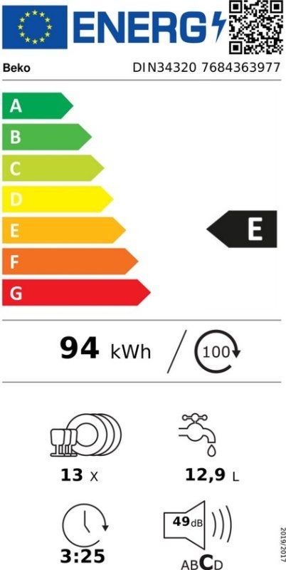 Beko inbouw vaatwasser DIN34320, Beko Nederland B.V., Minder dan 85 cm, Klantenservice@beko.nl, Nieuwe Hemweg 6-7, 1013 BG Amsterdam