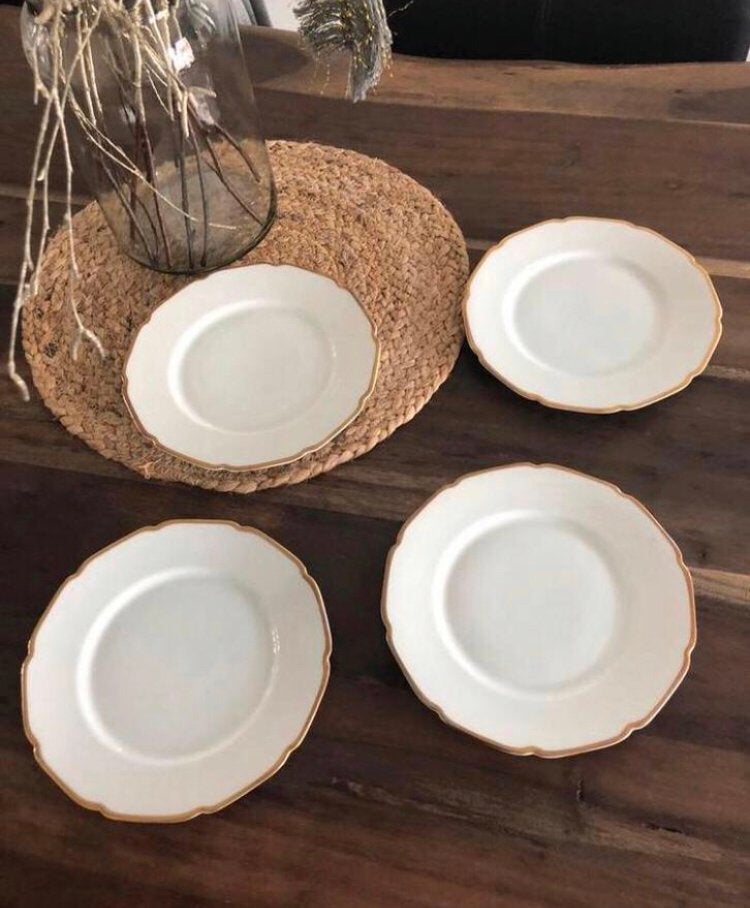 💝 Vintage antiek HEINRICH & CO ontbijtbord wit goud, Antiek en Kunst, Ophalen of Verzenden