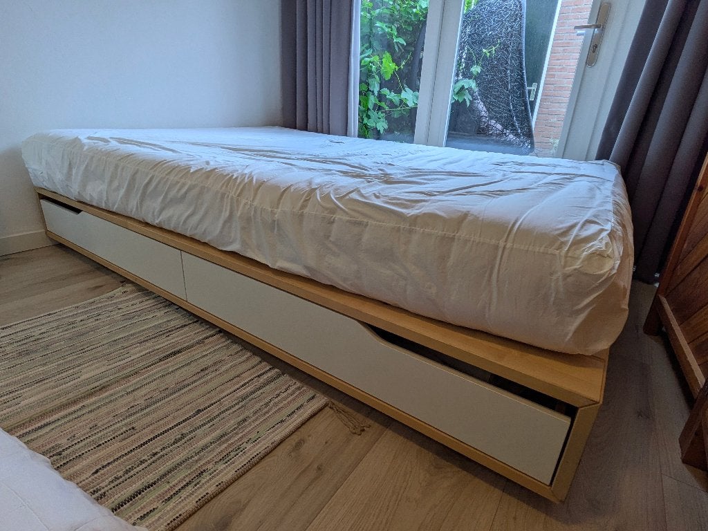 Ikea NORDLI bedframe met opberglades, Ophalen, Gebruikt, Wit, 140 cm