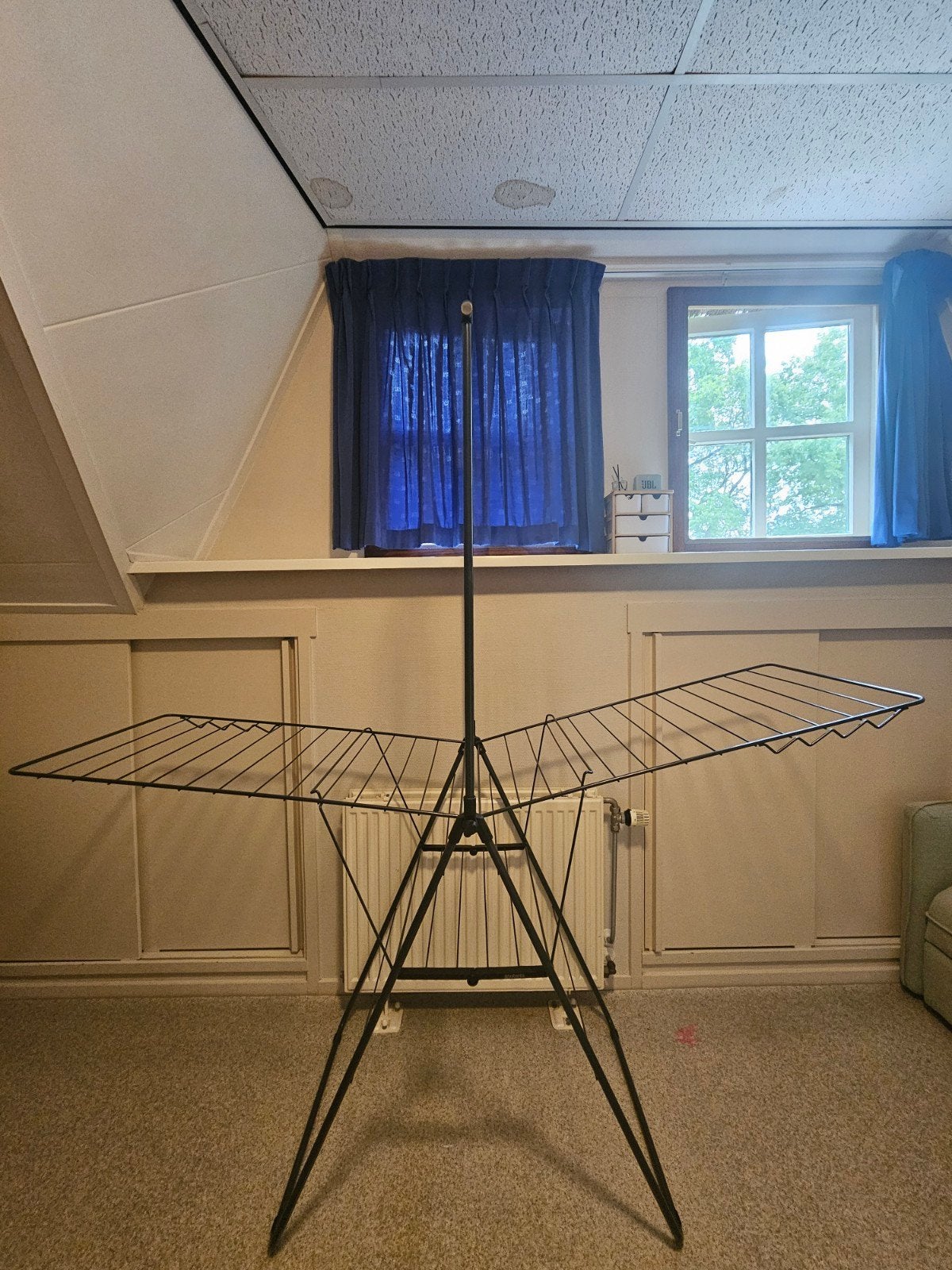 Brabantia HangOn Droogrek 20 meter met stang - Mat Zwart, Ophalen of Verzenden, Zo goed als nieuw