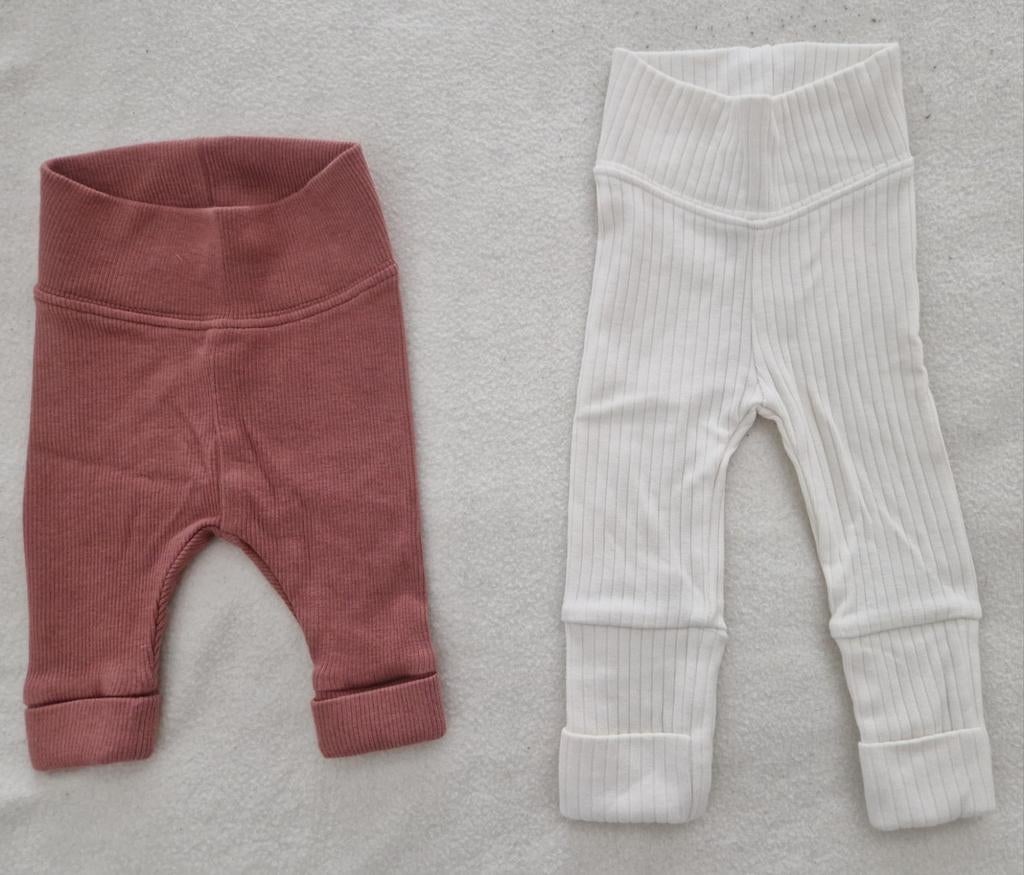 Hema broekje 2 x prematuur poeder roze maat 44 wit maat 50, Broekje, Zo goed als nieuw, Hema, Verzenden