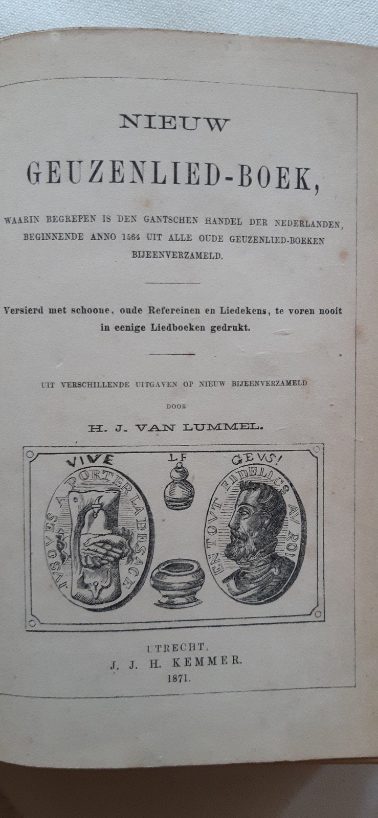 Nieuw geuzenlied-boek H.J. v Lummel 1871 / 1874 uitg. Kemmer, Ophalen of Verzenden