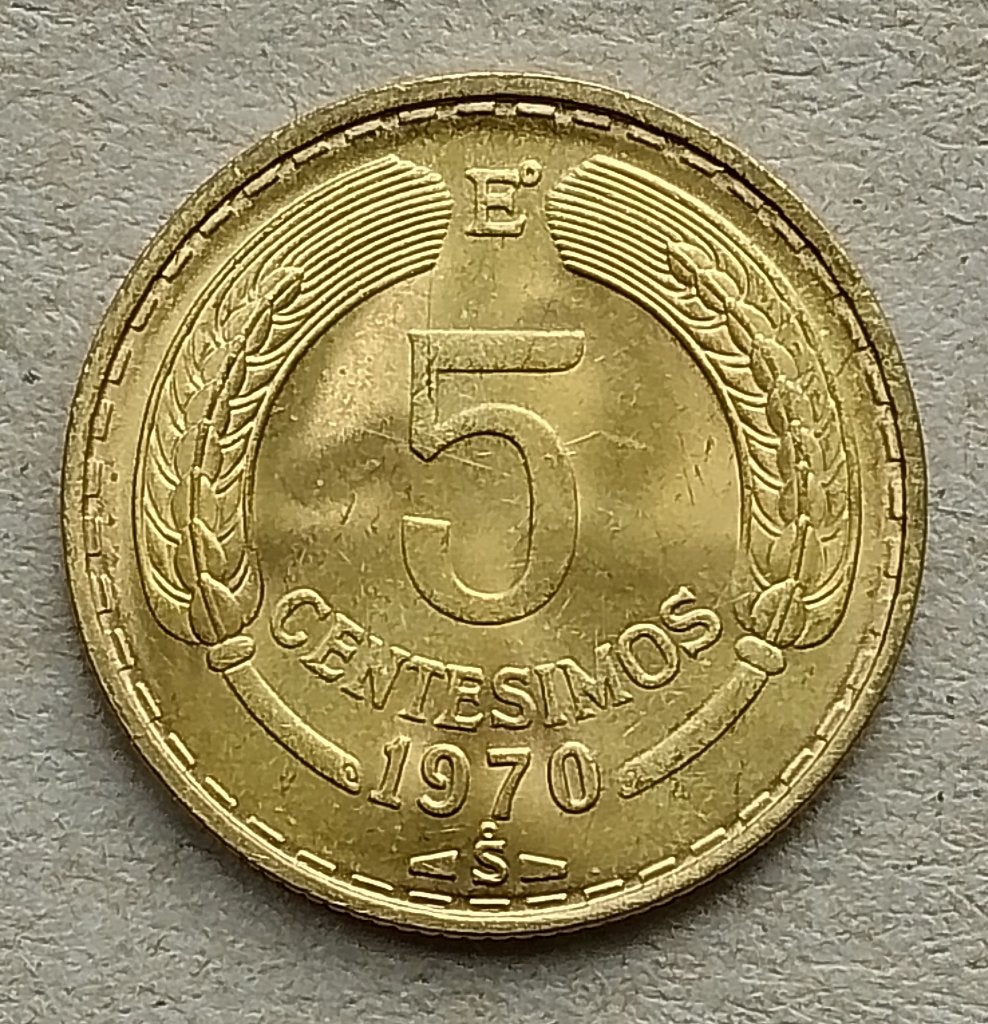 Chili, 5 centesimos 1970, Ophalen of Verzenden, Zuid-Amerika, Losse munt