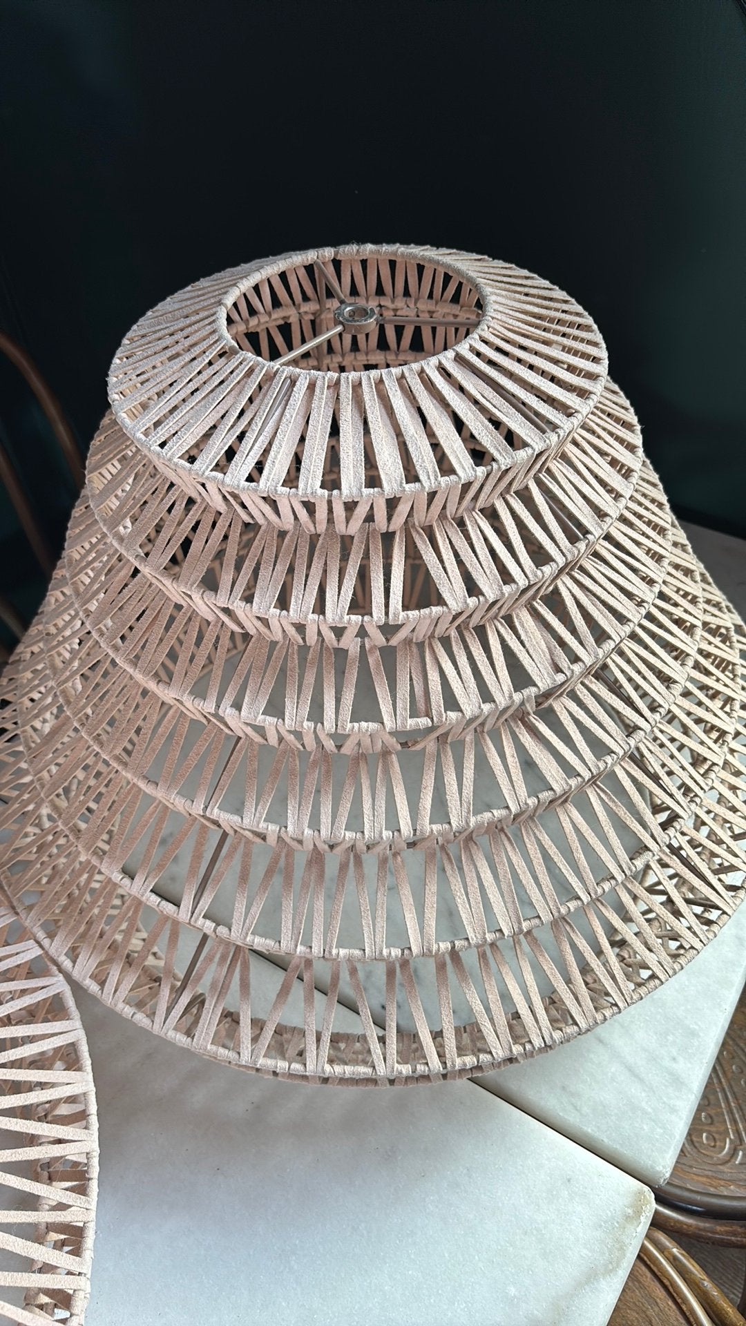 Rotan lampenkap 2x - Exclusief lampbol, Huis en Inrichting, Ophalen, Gebruikt, Beige, Overige vormen