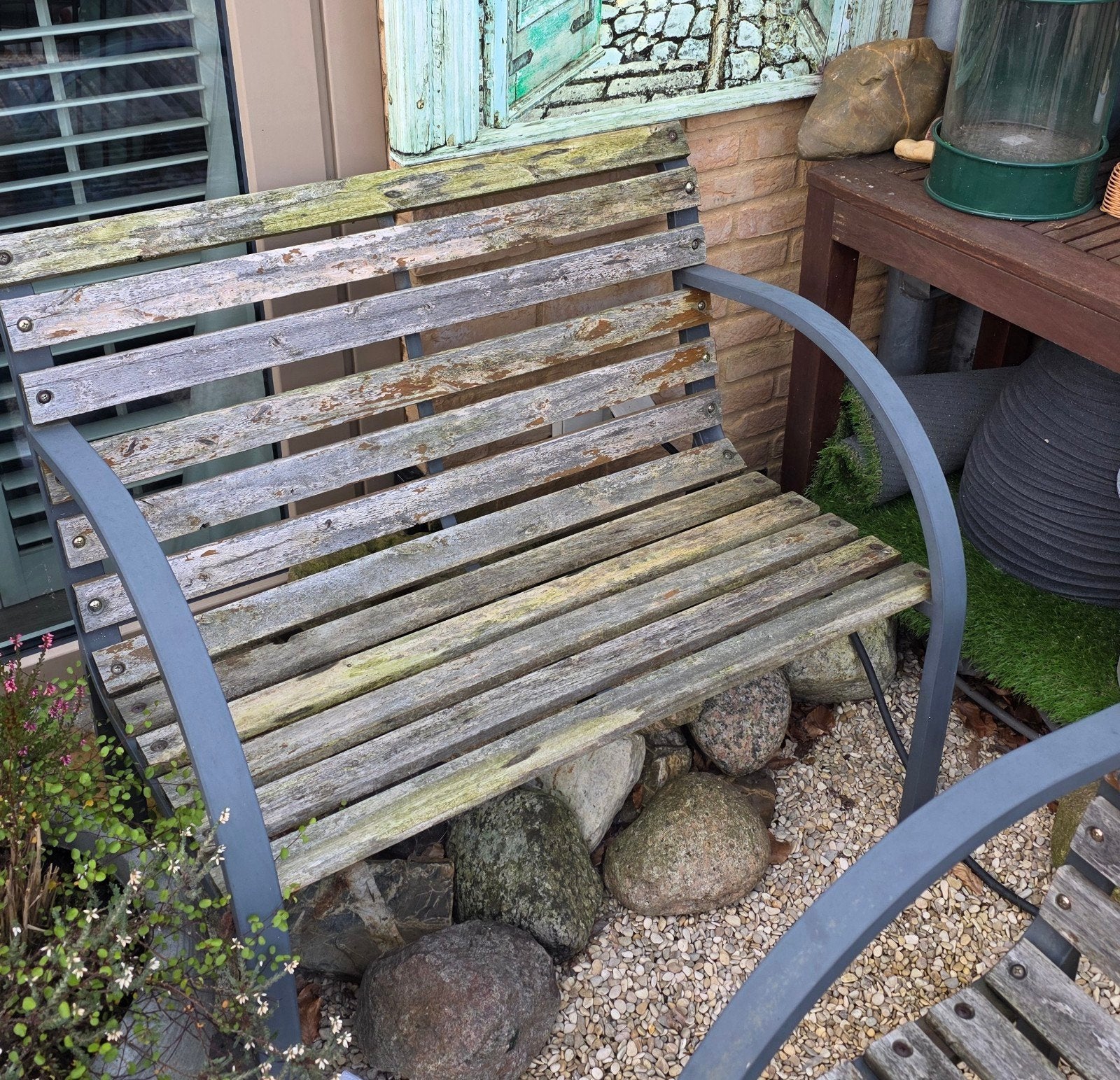 2x Houten tuinbanken 89cm breed, Ophalen, Gebruikt, Hout