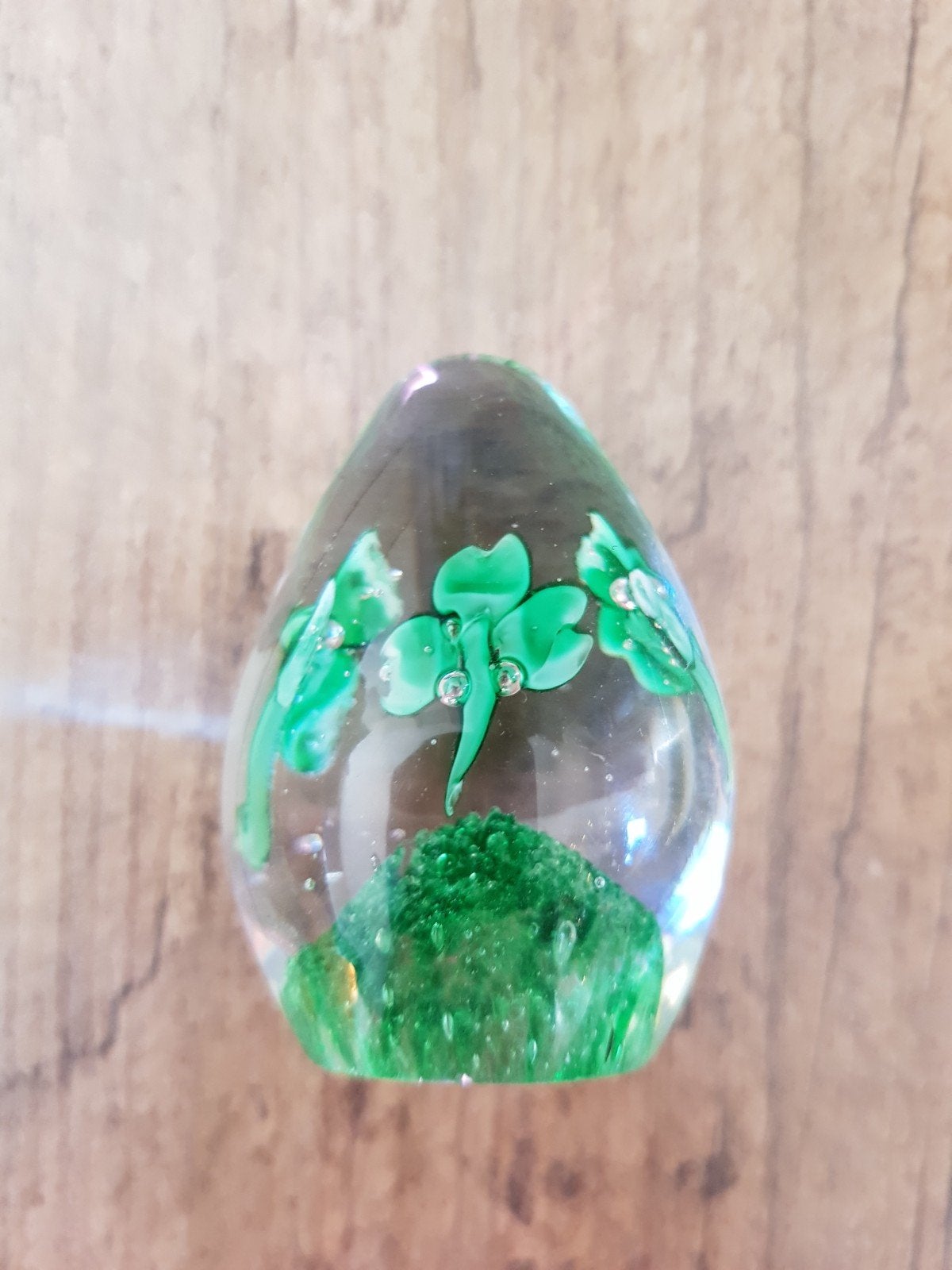 paper press glas groene klavertjes, Antiek en Kunst, Ophalen of Verzenden