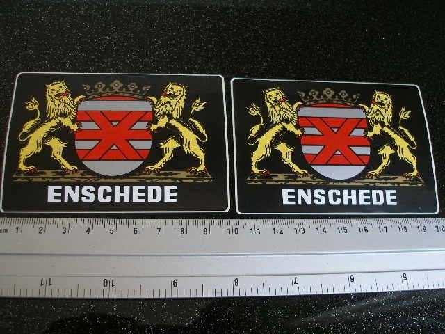2x sticker plaats gemeente logo wapen embleem enschede, Verzenden, Zo goed als nieuw, Overige typen