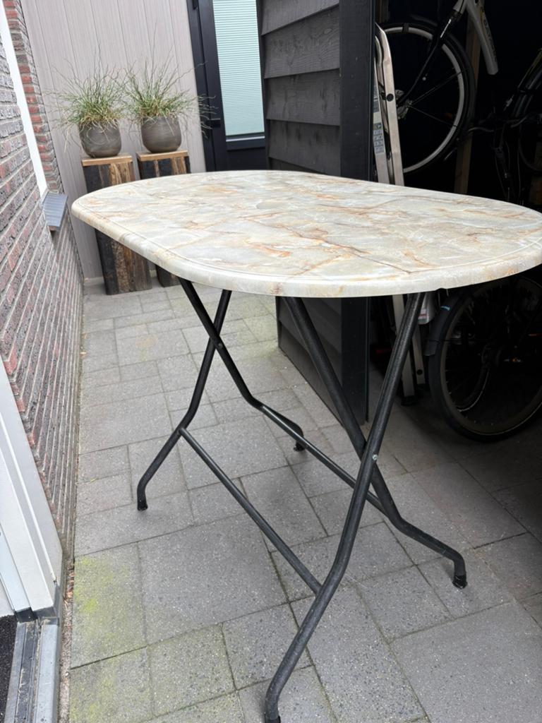 2 statafels hangtafels bartafels mancave marmerlook, Huis en Inrichting, Tafels | Statafels, Ophalen, Zo goed als nieuw