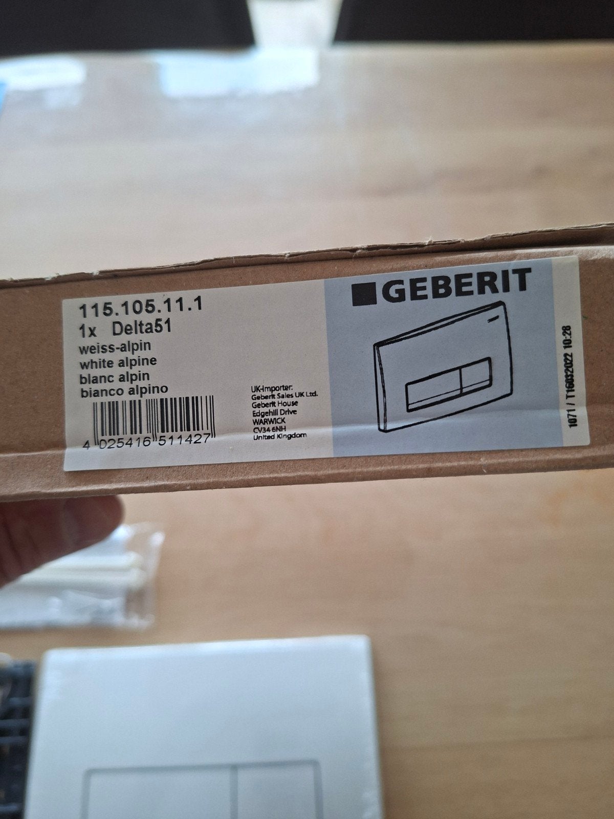 Geberit Delta51 bedieningsplaat wit-alpin, Doe-het-zelf en Verbouw, Ophalen, Nieuw, Toilet
