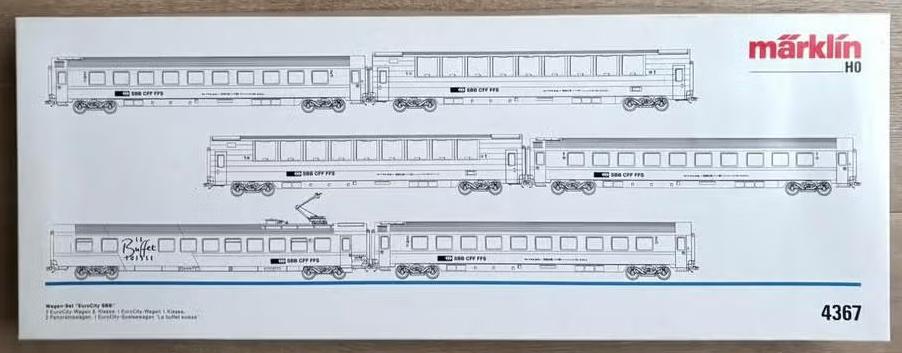 Marklin H0 4367 - Set 6 Eurocity rijtuigen van de SBB in ovp, Wisselstroom, Treinset, Nieuw, Ophalen of Verzenden