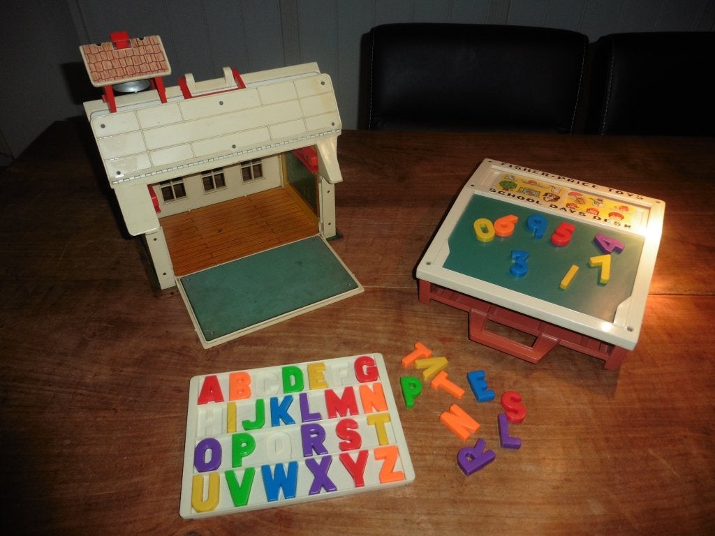 Fisher Price Vintage SCHOOL 923 1971 Days Desk 176 uit 1972, Ophalen of Verzenden, Gebruikt, Speelset