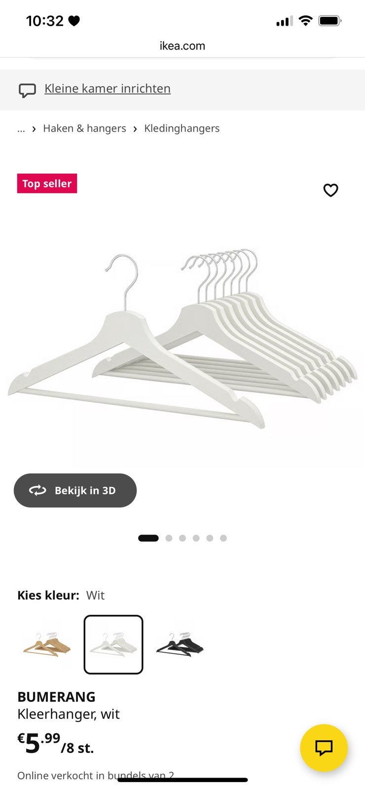 Ikea houten kledinghangers wit 35st, Ophalen, Gebruikt, Hout