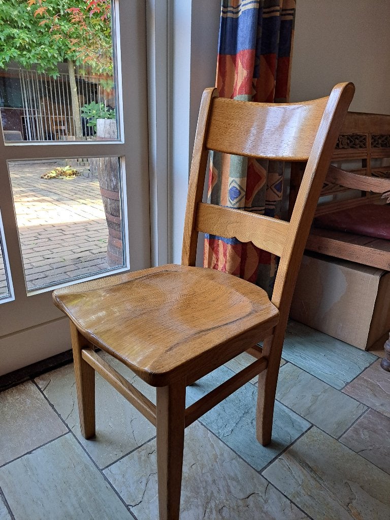 4 Keukenstoelen, blank eiken, Huis en Inrichting, Ophalen, Gebruikt, Overige kleuren, Vintage