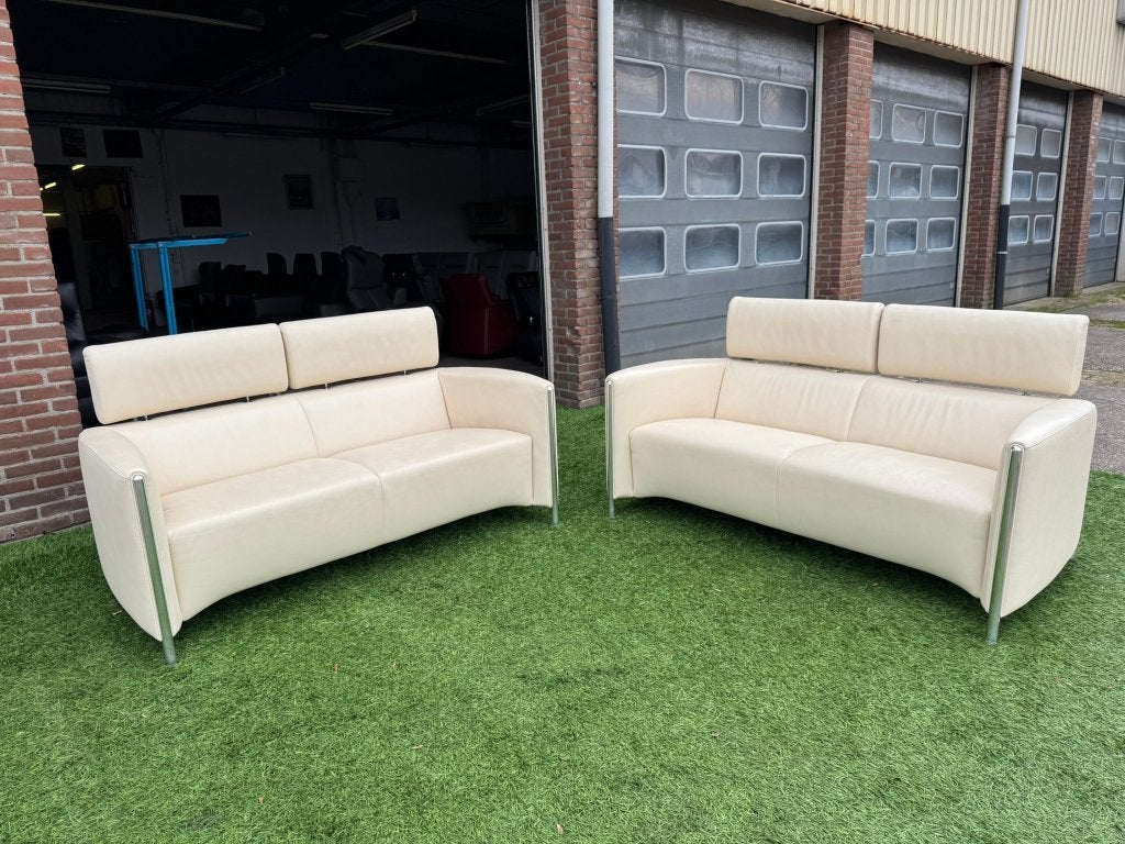 Bankstel  LEOLUX GONCHAROV design 2 x 2,5 zits banken  leer, Ophalen, Leolux, Geen, Pahest@hotmail.nl
