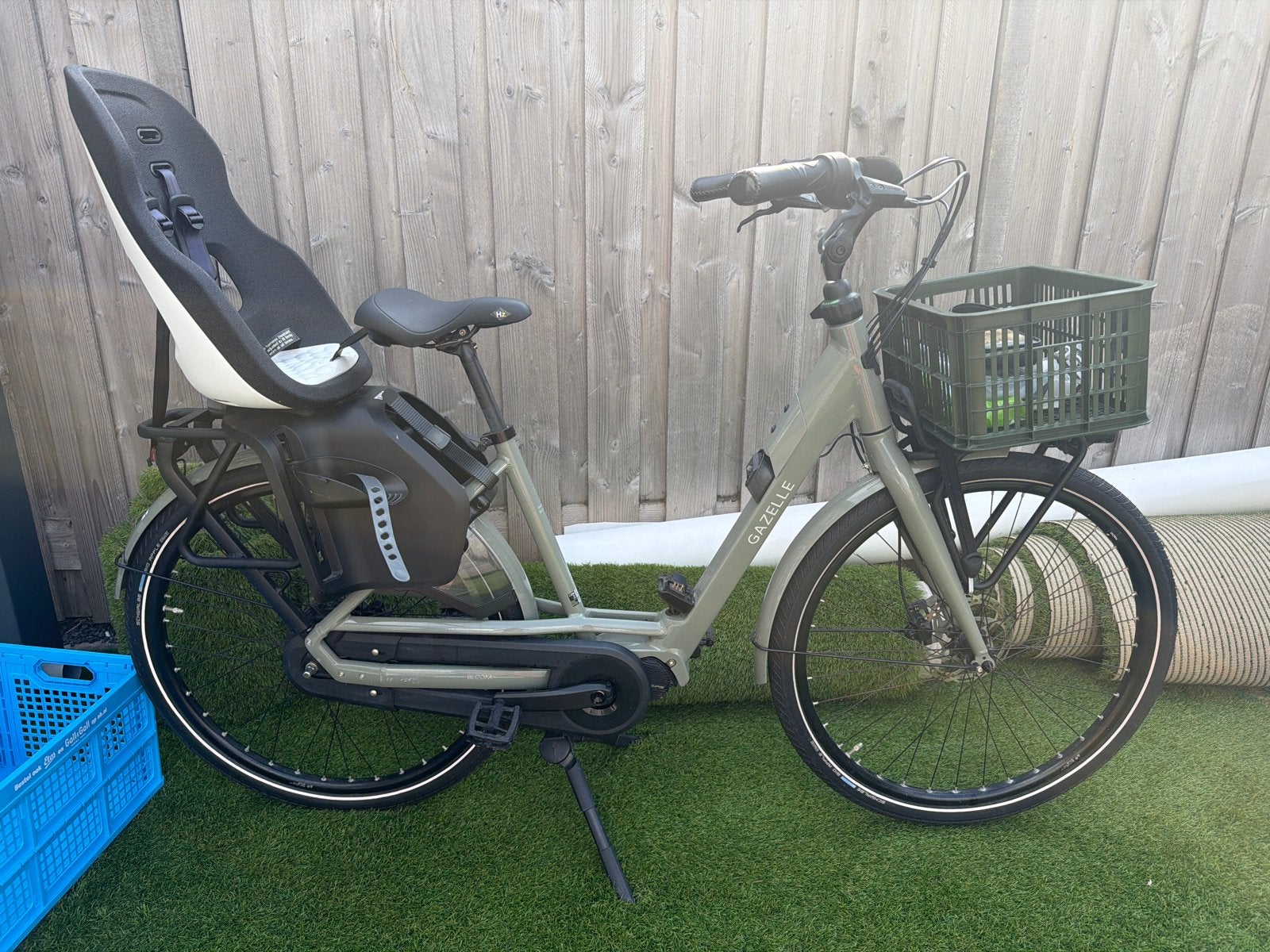 Gazelle Bloom elektrische fiets met kinderzitje, Fietsen en Brommers, Fietsen | Dames | Damesfietsen, Ophalen, Gebruikt, Gazelle