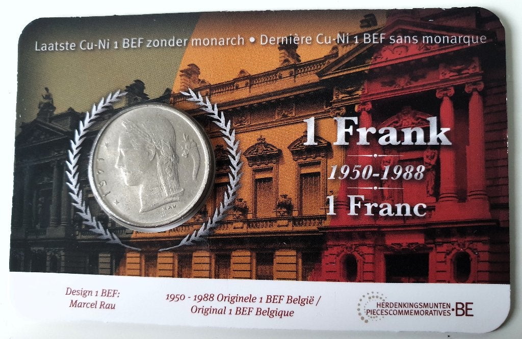 Belgie coincard 2023 (NL) 1 Frank - Diverse jaartallen, Verzenden, Losse munt, Zilver