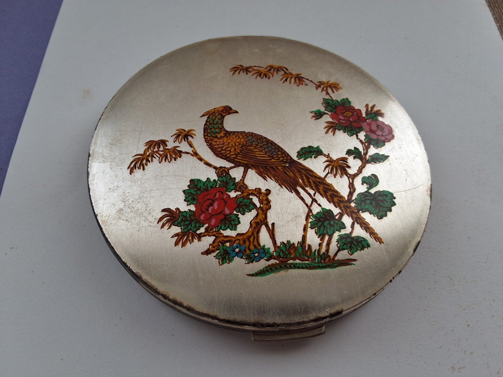 Vintage Stratton poederdoos met fazant decoratie, Ophalen of Verzenden