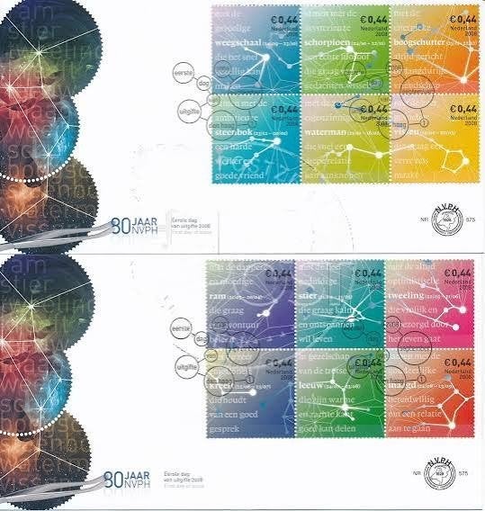 FDC E575 Sterrenbeelden 2008 NL onbeschreven, Ophalen of Verzenden, Nederland