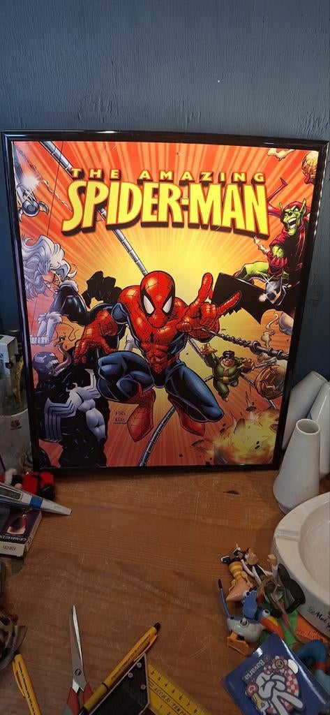 Spiderman poster in fotolijst (10526), Verzamelen, Posters, Ophalen of Verzenden, Zo goed als nieuw, A1 t/m A3