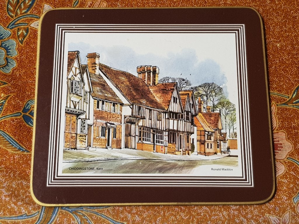 Zes mooie oude Clover Leaf placemats uit Engeland in de doos, Antiek en Kunst, Ophalen of Verzenden
