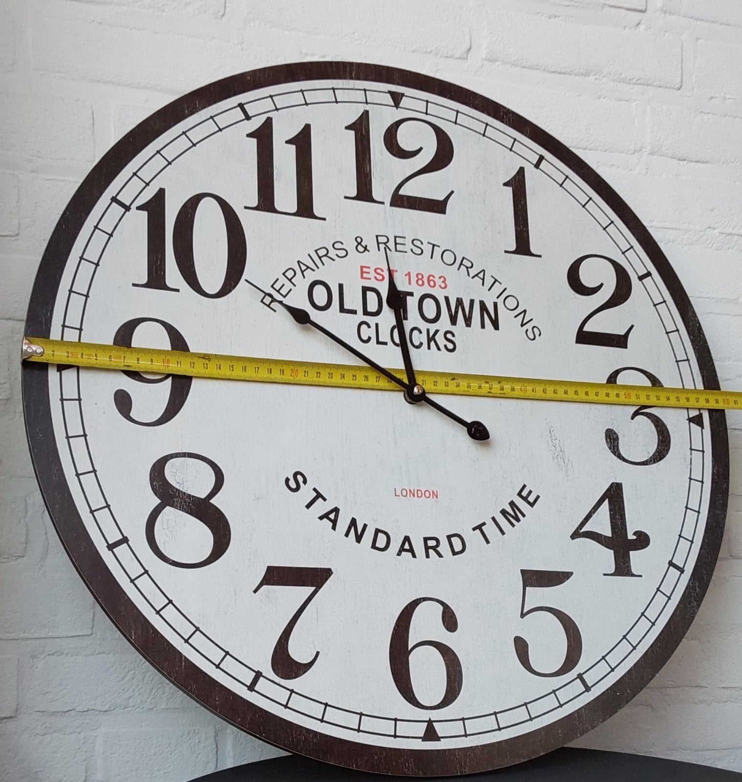 Grote Wandklok "Old Town Clocks" - Vintage Stijl, Ophalen, Zo goed als nieuw, Analoog, Wandklok