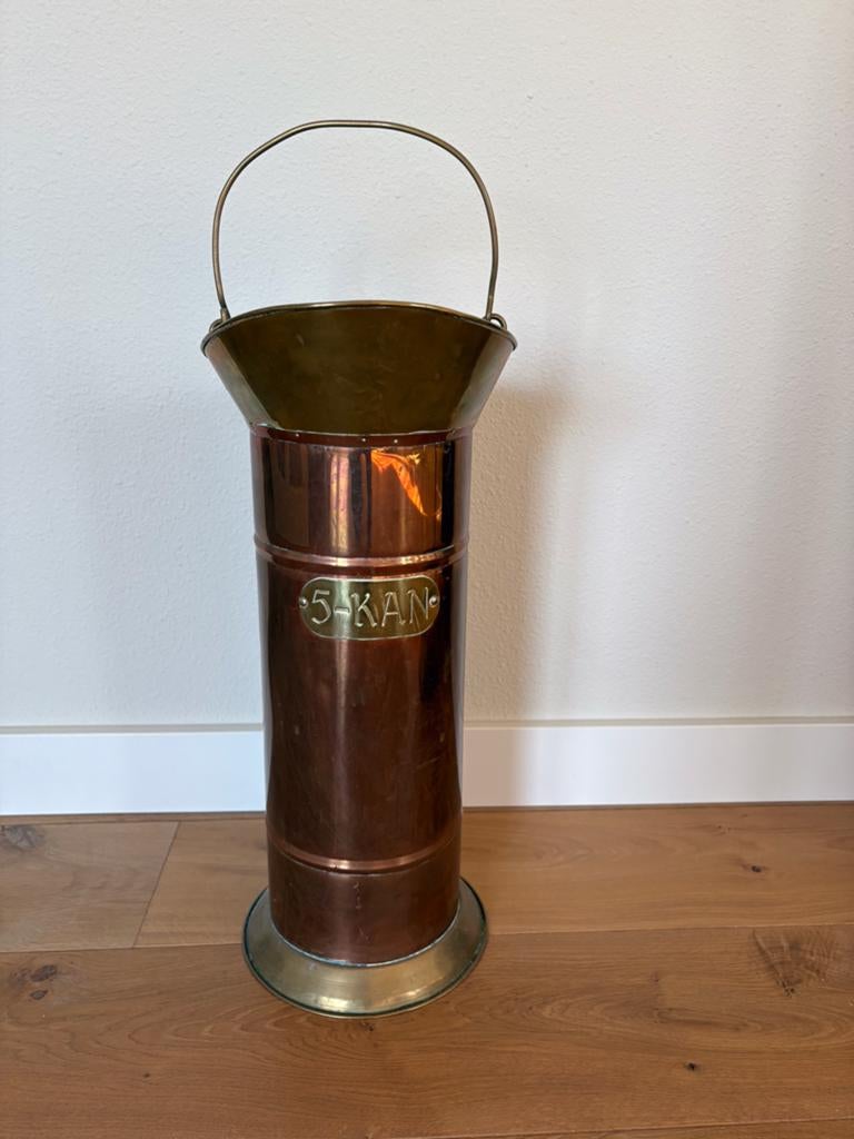 Vintage koperen en messing paraplubak/kolenkit, Ophalen of Verzenden, Gebruikt