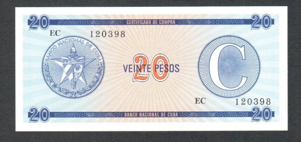 Bankbiljet - Cuba 20 Pesos C 1985., Ophalen of Verzenden, Midden-Amerika, Los biljet
