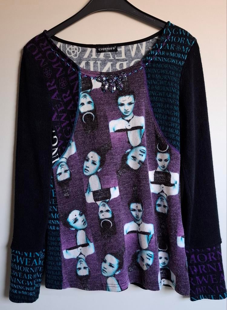 Exquiss's trui met lange mouwen en print NIEUW, Kleding | Dames, Maat 38/40 (M), Exquiss's, Paars, Onbekend